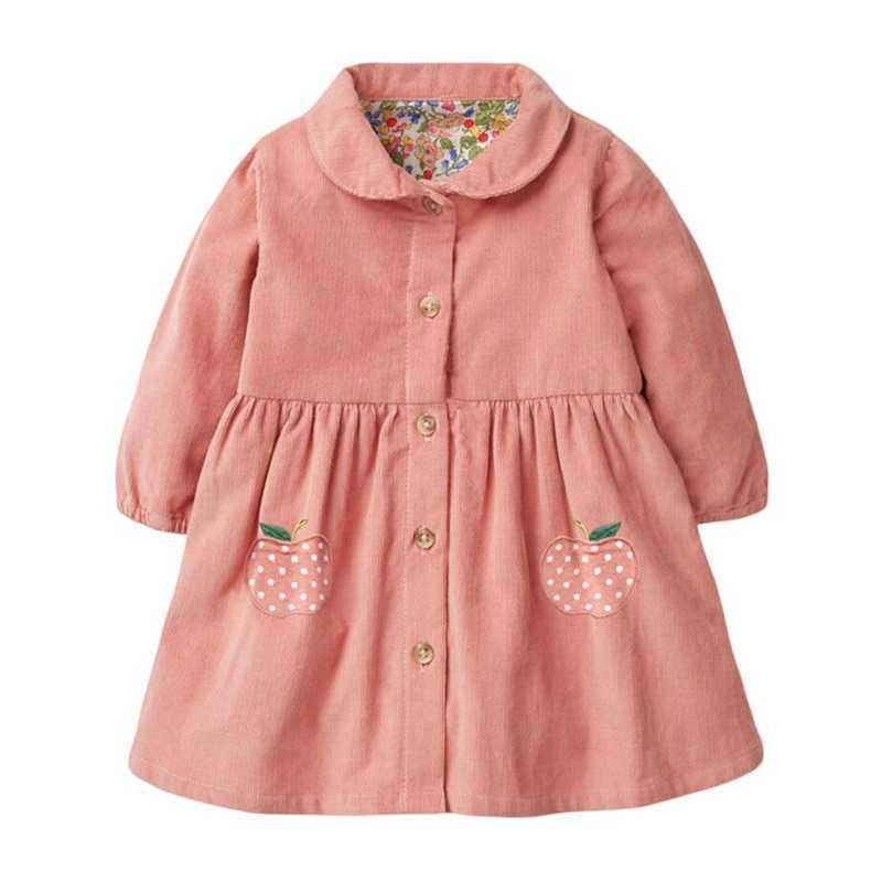 Girls Button Front Long Sleeve Dress