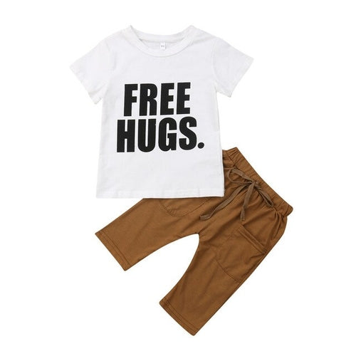 Boy 2Pcs Free Hugs Pant Sets