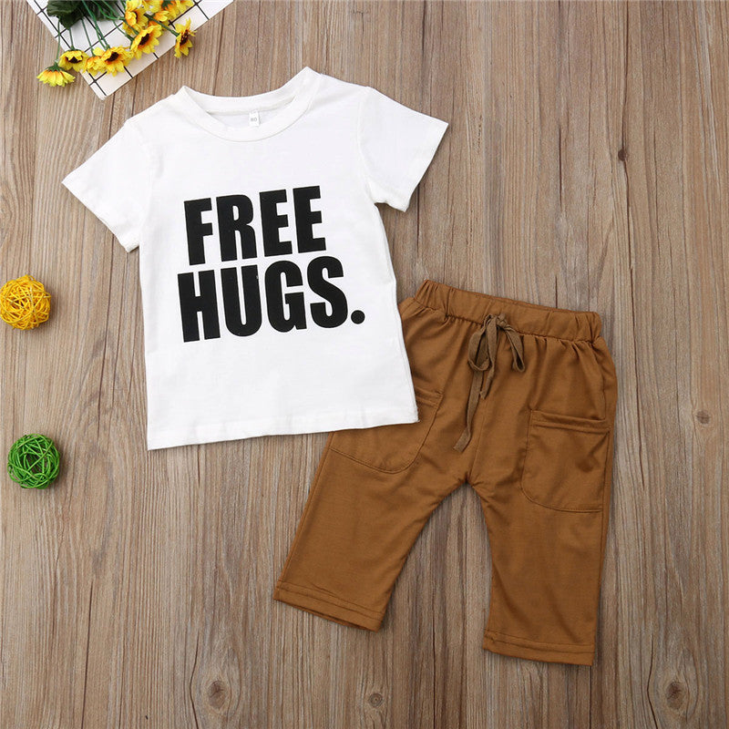 Boy 2Pcs Free Hugs Pant Sets