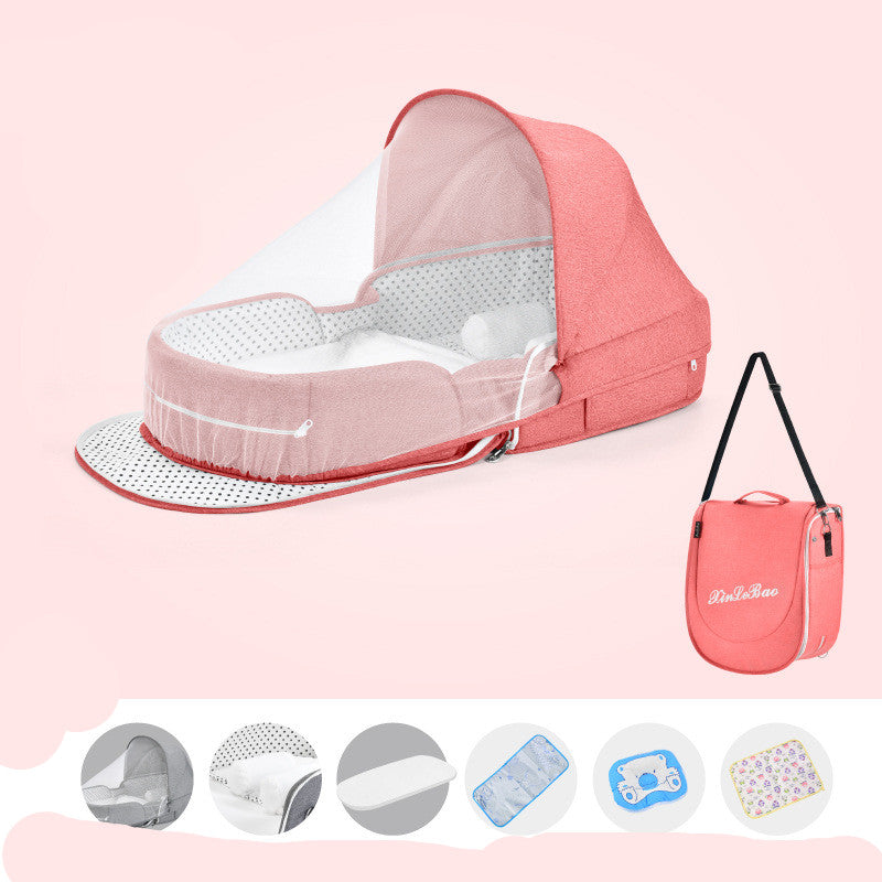 Baby Crib Multifunctional Folding Newborn Nest Toddler Bed Portable