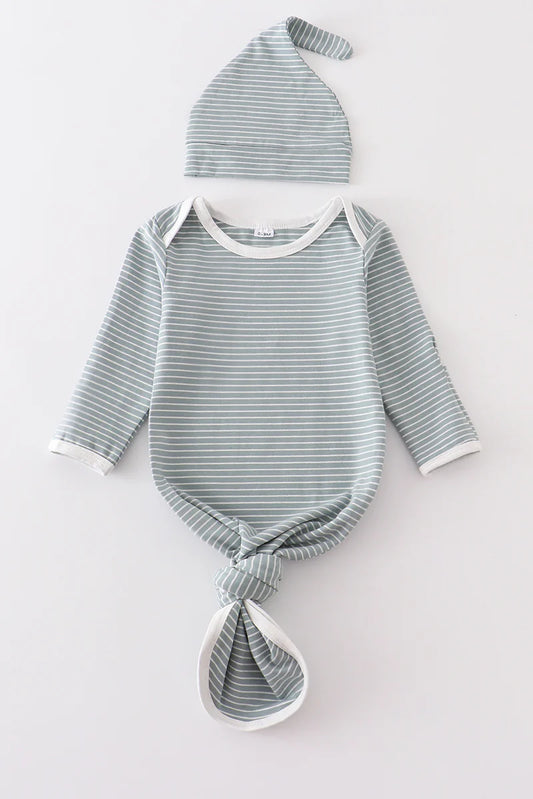 Baby Boy Green stripe 2pc baby gown