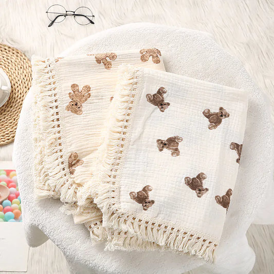 Cute Bear Muslin Cotton Baby Blanket