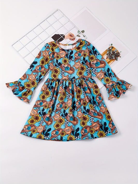 Girl The Peyton Dress - Sunflower Cowgirl