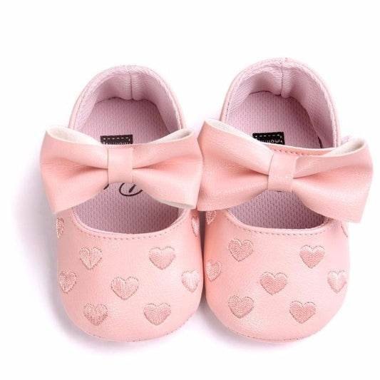 Baby Girl Shoes Heart Pattern Embossed Princess