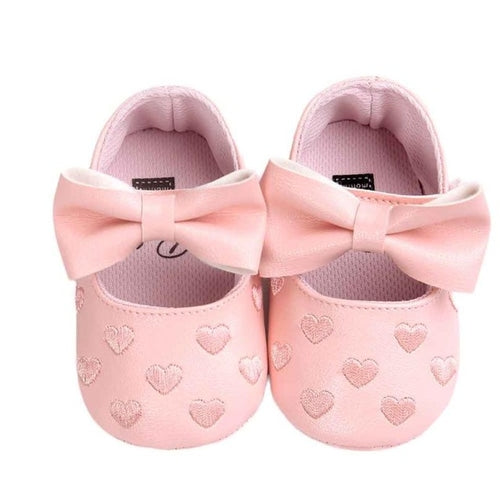 Baby Girl Shoes Heart Pattern Embossed Princess