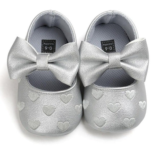 Baby Girl Shoes Heart Pattern Embossed Princess