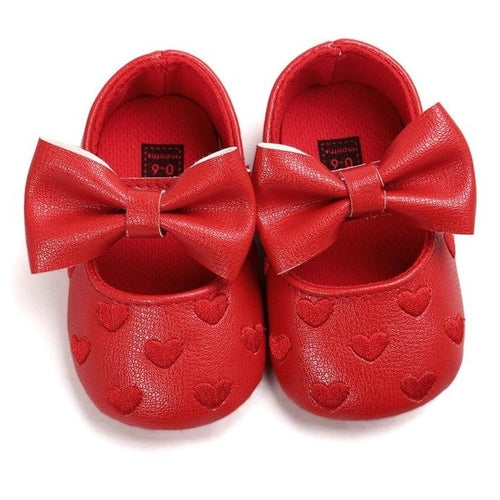 Baby Girl Shoes Heart Pattern Embossed Princess