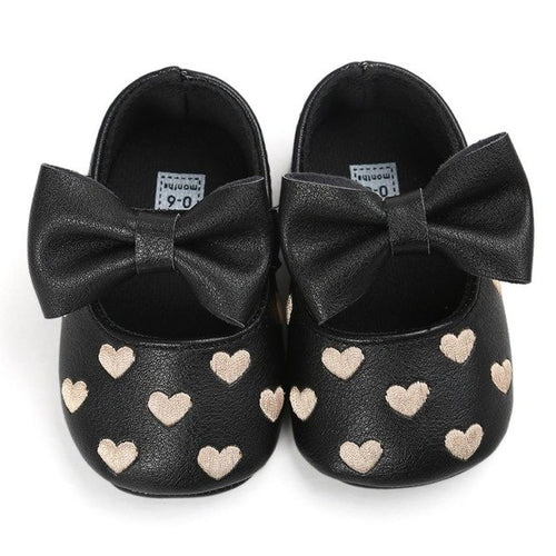 Baby Girl Shoes Heart Pattern Embossed Princess