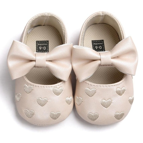 Baby Girl Shoes Heart Pattern Embossed Princess