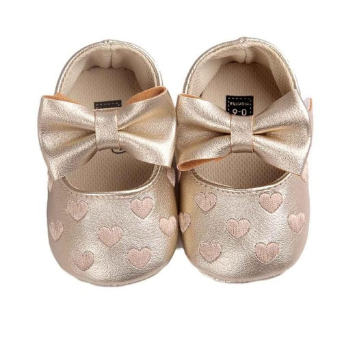 Baby Girl Shoes Heart Pattern Embossed Princess