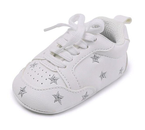 Baby New Star and Heart Embroidered Lace up Shoes