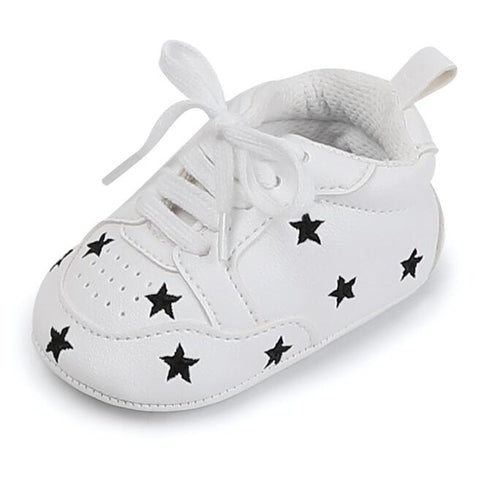 Baby New Star and Heart Embroidered Lace up Shoes