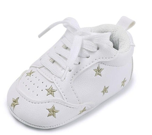 Baby New Star and Heart Embroidered Lace up Shoes