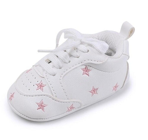 Baby New Star and Heart Embroidered Lace up Shoes