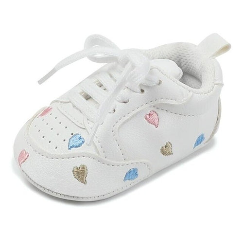 Baby New Star and Heart Embroidered Lace up Shoes