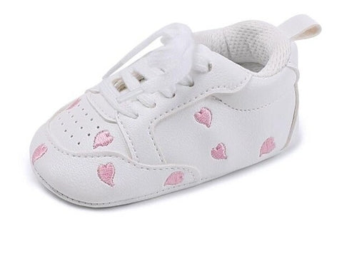 Baby New Star and Heart Embroidered Lace up Shoes