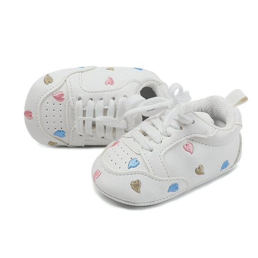 Baby New Star and Heart Embroidered Lace up Shoes