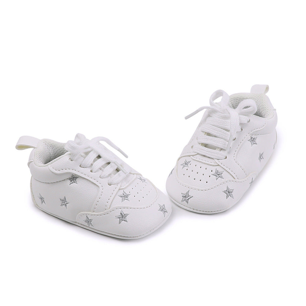 Baby New Star and Heart Embroidered Lace up Shoes