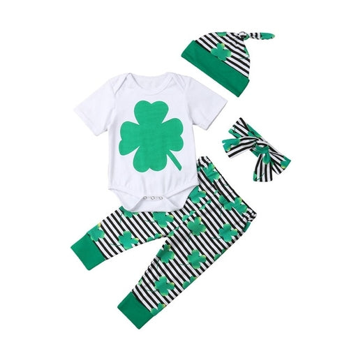 Casual 4Pcs Sets Baby Boy Girl St Patrick's Day