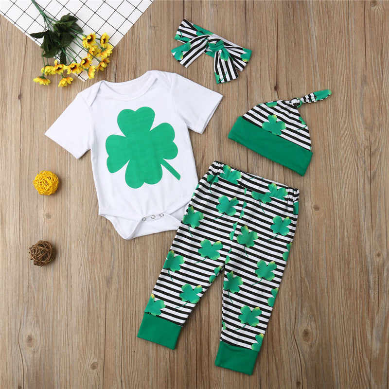 Casual 4Pcs Sets Baby Boy Girl St Patrick's Day