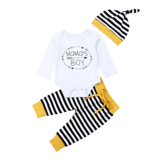 Casual Baby Boy Cotton Sets Letter Romper Tops