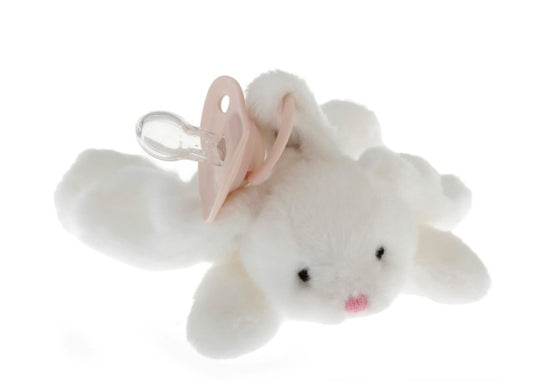 Doodalou Plush Pacifier Toy Furry Friend and Pacifier - Bunny