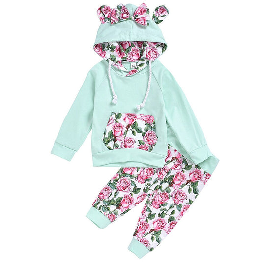 Baby Girls Clothes Set 2PCs Flower Heart Set