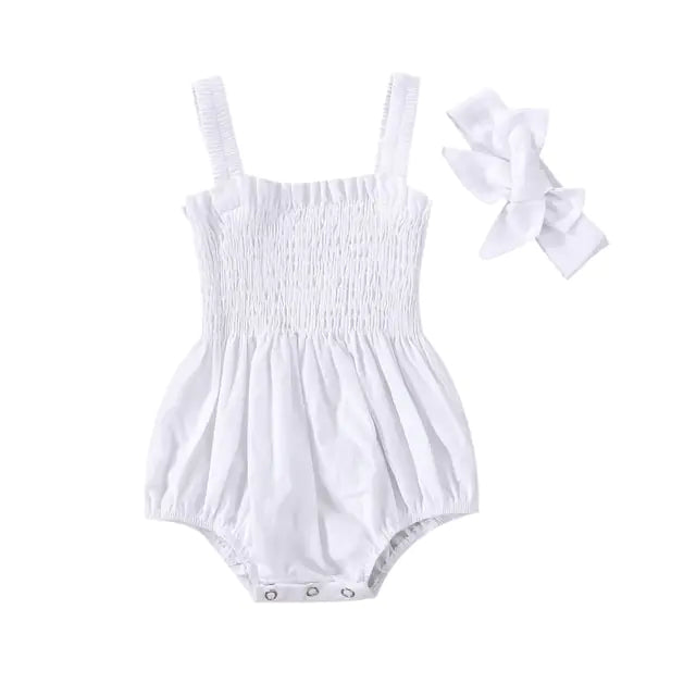 Baby Girls Elastic Jumpsuit Rompers