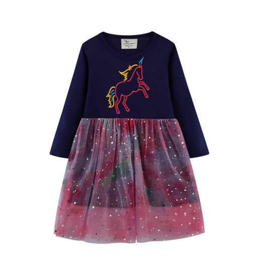 Girls Gauze Skirt Unicorn Dress