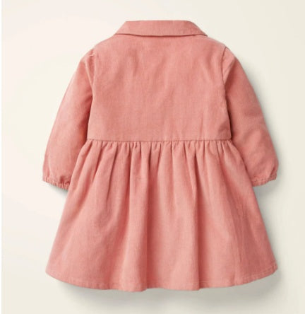 Girls Button Front Long Sleeve Dress