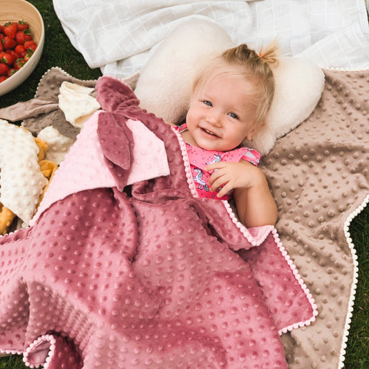 Baby 2in1 Blanket with sewn-up Baby Comforter, dusty rose