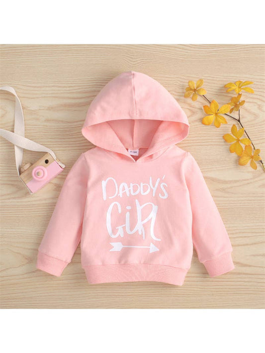 Baby Girl 100% Cotton Letter Print Hooded Baby Sweatshirt