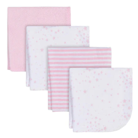 4-Pack Baby Girls Stars Washcloths