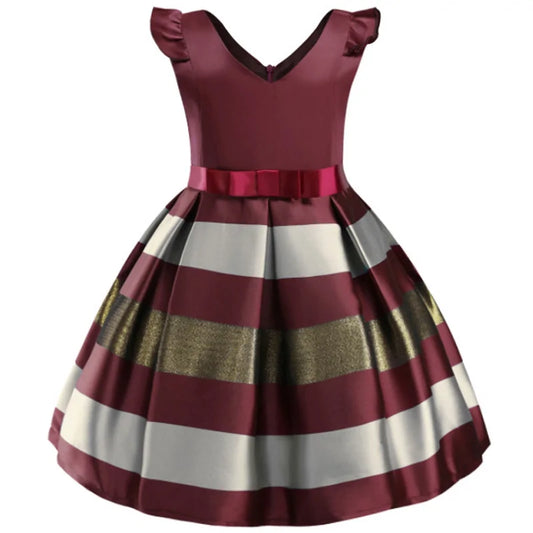 Girls Flower Striped Dress