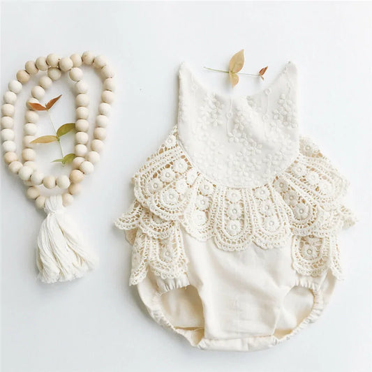 Baby Sleeveless Ruffles Lace Romper