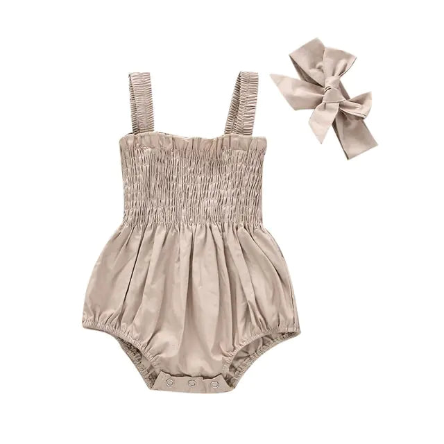 Baby Girls Elastic Jumpsuit Rompers