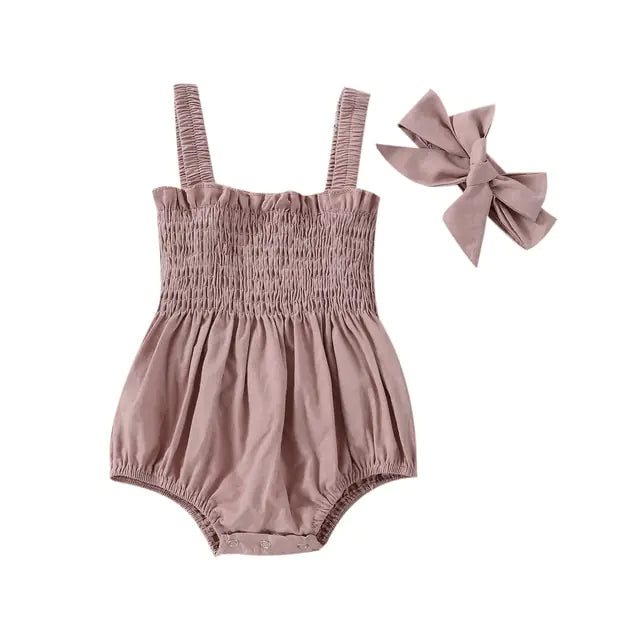 Baby Girls Elastic Jumpsuit Rompers