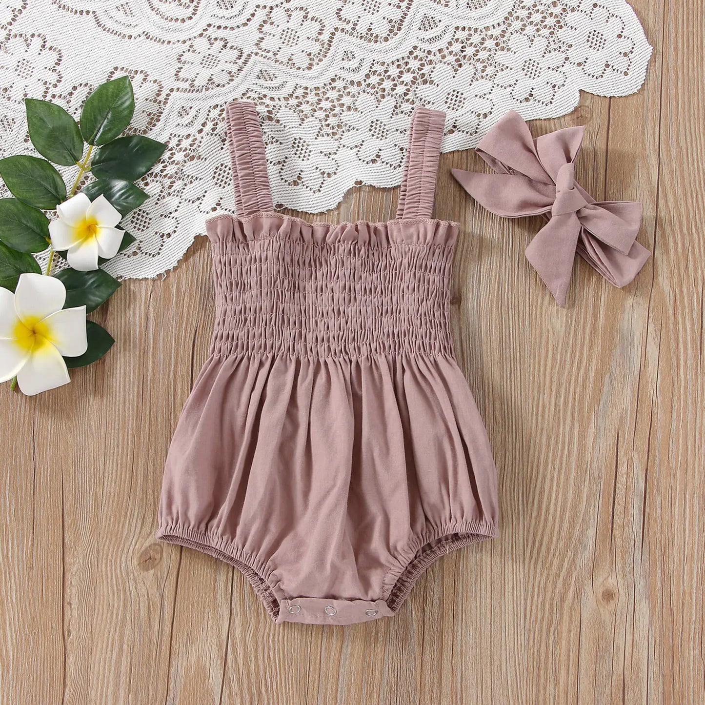 Baby Girls Elastic Jumpsuit Rompers