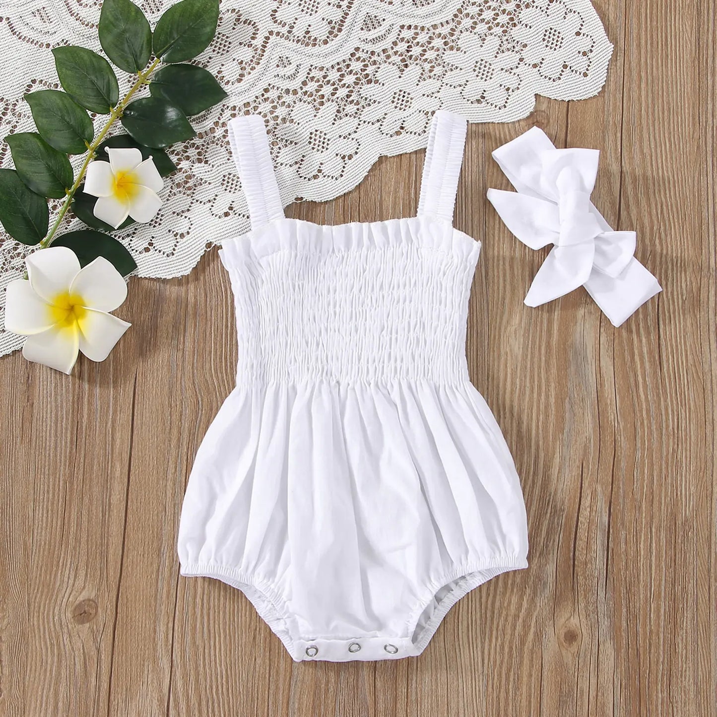 Baby Girls Elastic Jumpsuit Rompers